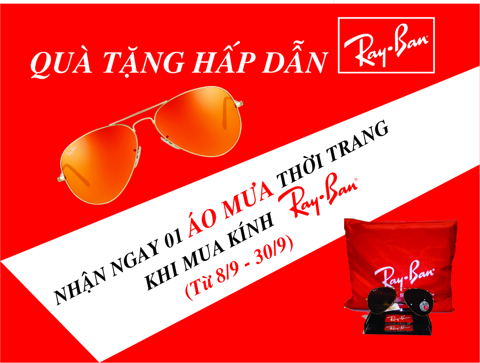  Tặng ÁO MƯA THỜI TRANG khi mua KÍNH RAY-BAN 